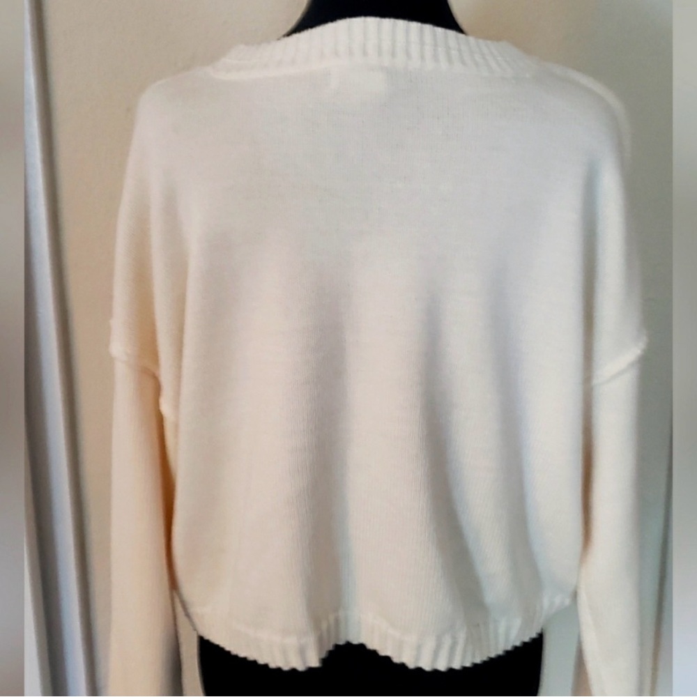 Cream and Orange Crew Neck Sweater w/matching tote bag - Picture 5 of 9